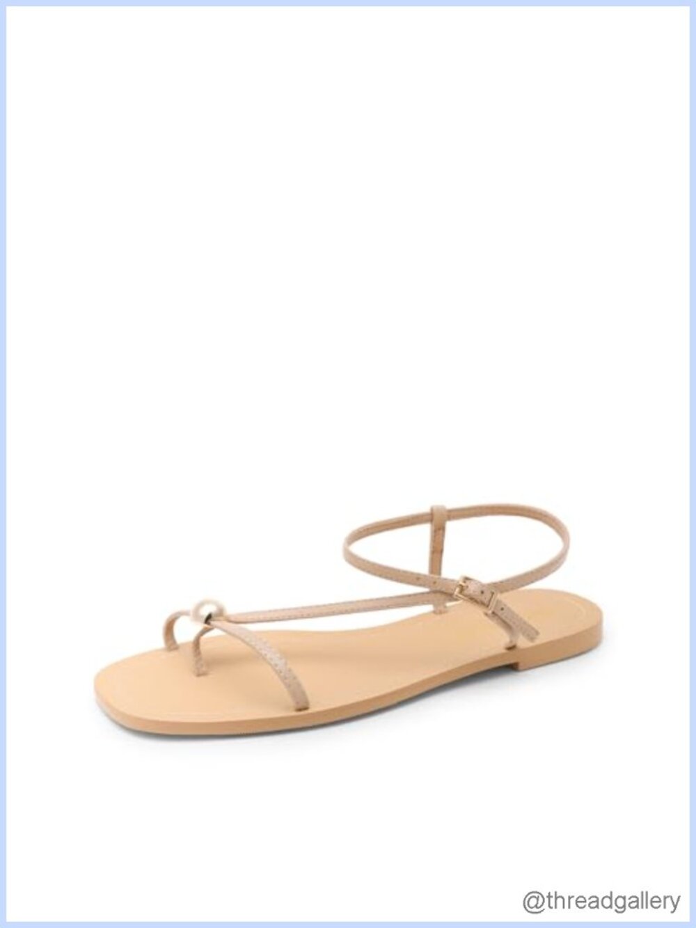 Women's Square Toe Strappy Flat Sandals Faux Leather Ankle Strap
